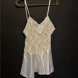 Elegant Lace and Satin White Chemise